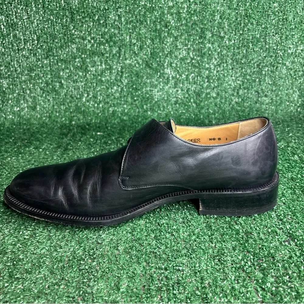 Vintage Bally Black Leather Monk Strap Shoes‎ Classic Loafers Size US 9